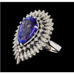 GIA Cert 8.48 ctw Tanzanite and Diamond Ring - 14KT White Gold