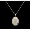 Image 2 : 13.86 ctw Opal and Diamond Pendant - 14KT Yellow Gold