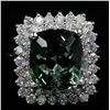 Image 1 : 8.39 Carat Oval Cut Natural Green Tourmaline Diamond Band Ring in 14k White Gold