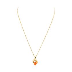 2.40 ctw Mexican Opal and Diamond Pendant with Chain - 14KT Yellow Gold