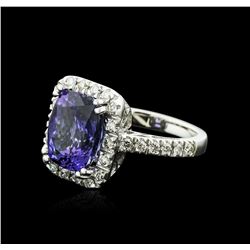 14KT White Gold 6.14 ctw Tanzanite and Diamond Ring