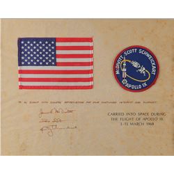 Apollo 9 Flown Flag and Patch with Crew-signed Certificate