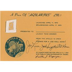 Apollo 13 Signed Flown Lunar Module Netting Presentation