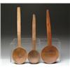 Image 1 : THREE EARLY PRIMITIVE WOODEN LADLES OR LARGE SPOO