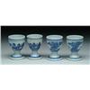 Image 1 : FOUR BLUE AND WHITE CANTON FOOTED EGG CUPS