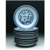 Image 1 : LOT OF TWELVE ASSEMBLED BLUE AND WHITE CANTON SHA