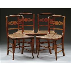 SET OF FOUR ANTIQUE HITCHCOCK STYLE CHAIRS