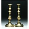 Image 1 : PAIR OF TALL PUSH UP BRASS CANDLESTICKS