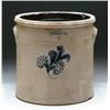 Image 1 : SIX GALLON STONEWARE CROCK WITH BLUE DECORATION