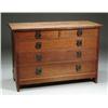 Image 1 : GUSTAVE STICKLEY TWO HALF DRAWERS OVER THREE DRAW