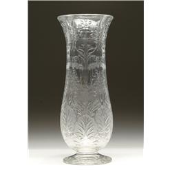 FINE CUT GLASS FOOTED VASE