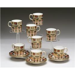 SET OF EIGHT ESPRESSO CUPS AND SAUCERS BY ROYAL C