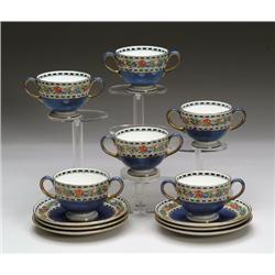 SIX WEDGWOOD BULLION CUPS AND SAUCERS