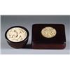 Image 1 : TWO WOOD AND IVORY COVERED BOXES