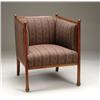 Image 1 : ARTS & CRAFT MAHOGANY UPHOLSTERED ARMCHAIR BY LIBERTY & CO