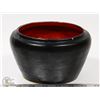 Image 1 : 73) BLACK ON DEEP RED GLAZED POT SIGNED M HOLMES