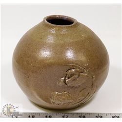 57) SIGNED JANO ART POT BROWN GLAZE,