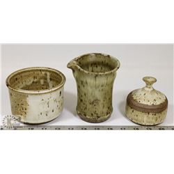 77) LOT OF 3 JANO LETTS ART CERAMICS INCL POT WITH