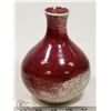 Image 3 : 13) CERAMIC VASE, RED SPECKLE GLAZE, SIGNED &