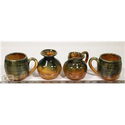 59) SET OF 4 CERAMIC POTS SIGNED INEKE VICTORIA BC
