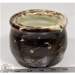 69) COFFEE GLAZED POT SIGNED RN, 4.5"X5".