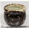 Image 1 : 69) COFFEE GLAZED POT SIGNED RN, 4.5"X5".