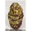 Image 2 : 72) RUSTIC WHITE GLAZE MUSHROOM VASE, UNSIGNED,