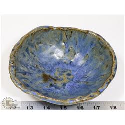 12) BLUE CERAMIC BOWL, UNSIGNED, FROM MARY