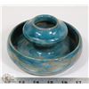Image 1 : 128) BLUE GLAZED POT SIGNED RAYMOND.