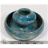 Image 2 : 128) BLUE GLAZED POT SIGNED RAYMOND.