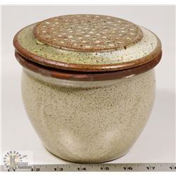 24) CERAMIC POT WITH LID UNSIGNED, 5.5"X6.5".