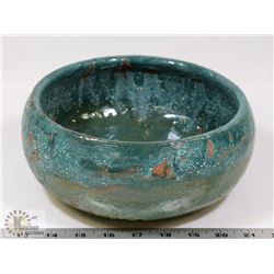 34) MARY BORGSTROM HEAVY GREEN GLAZE POT SIGNED &