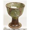Image 1 : 70) CERAMIC TURNED GOBLET BROWN AND GREEN
