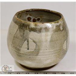 42) SIGNED WHITE GLAZE POT FROM MARY BORGSTROM'S