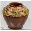 Image 1 : 39) APPLIED DETAIL BROWN VASE UNSIGNED FROM