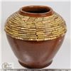 Image 2 : 39) APPLIED DETAIL BROWN VASE UNSIGNED FROM