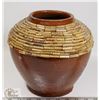 Image 3 : 39) APPLIED DETAIL BROWN VASE UNSIGNED FROM