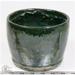 83) MARY BORGSTROM GREEN GLAZED POT SIGNED