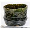 Image 1 : 5) GREEN GLAZED POT SIGNED ES, 6"X4"