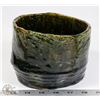 Image 2 : 5) GREEN GLAZED POT SIGNED ES, 6"X4"