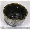 Image 3 : 5) GREEN GLAZED POT SIGNED ES, 6"X4"