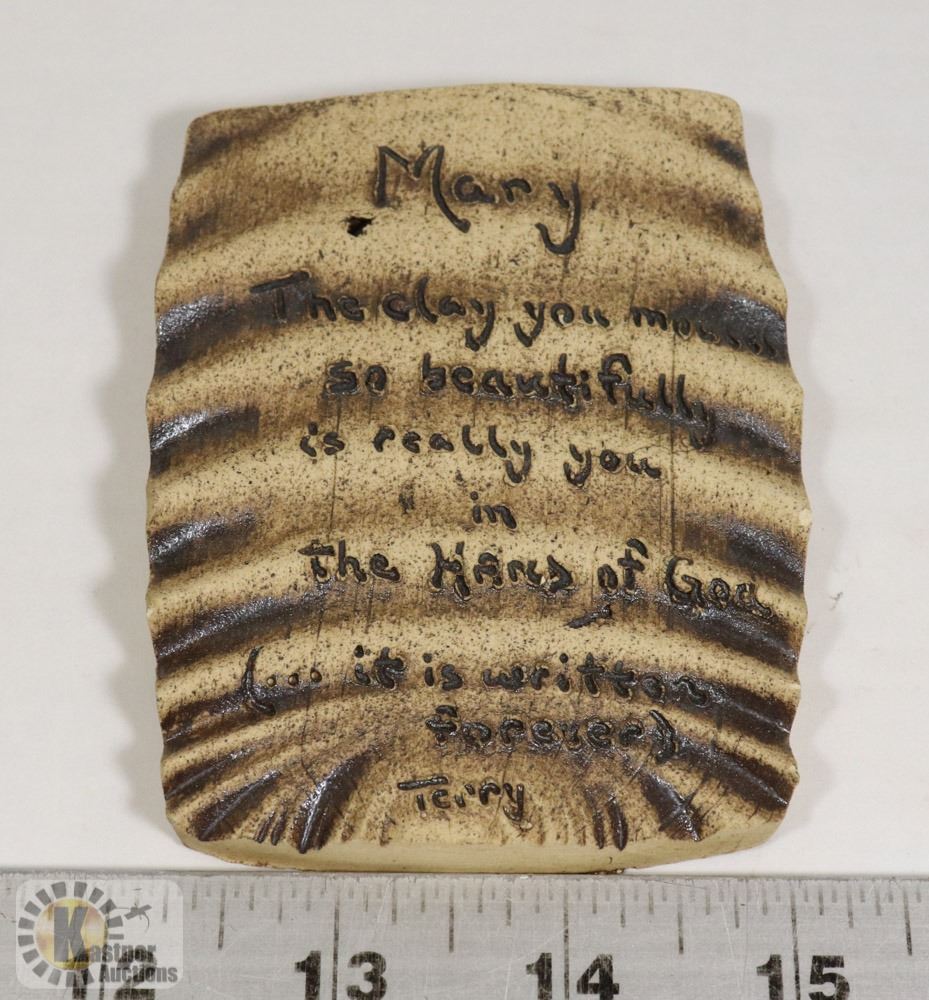 101) PERSONALIZED CLAY INSCRIPTION TO MARY FROM A