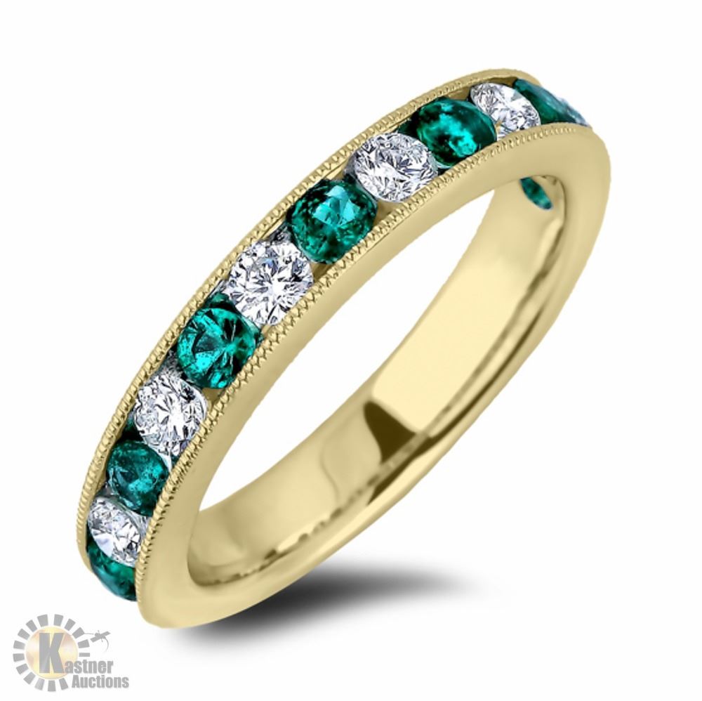 EMERALD AND DIAMOND ANNIVERSARY BAND - Kastner Auctions