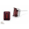 Image 1 : GARNET EMERALD CUT STUD EARRINGS WITH BUTTERFLIES