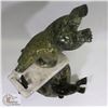 Image 5 : LARGE SOAPSTONE BEAR FISHING CARVING