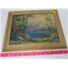 Image 1 : PRINT (LAKE AND MOUNTAIN PAINTING-SIGNED) *FRAMED*