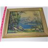 Image 2 : PRINT (LAKE AND MOUNTAIN PAINTING-SIGNED) *FRAMED*