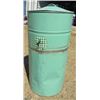 Image 1 : FLOUR BIN (ALUMINUM) *VINTAGE* (GREEN) *11" APPROX DIAMETER* (21" TALL)