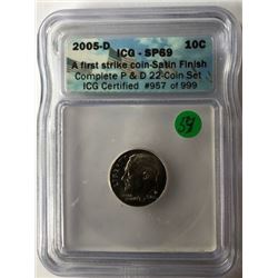 TEN CENTS COIN (ICG CERTIFIED ENCASED USA) *2005 D*