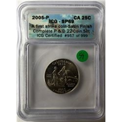 TWENTY FIVE CENT COIN (ICG CERTIFIED ENCASED) *USA CALIFORNIA, 2005 P*